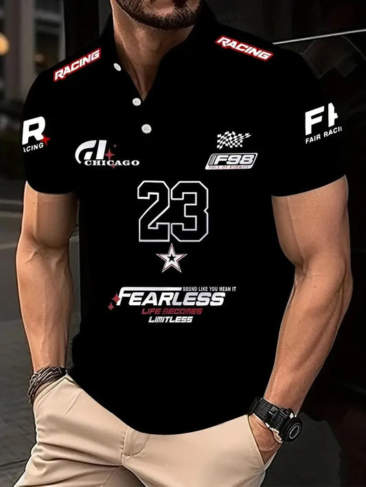 The 2025 summer new men's short-sleeved POLO shirt is casual fashionable and comfortable with 3D digital pattern printing