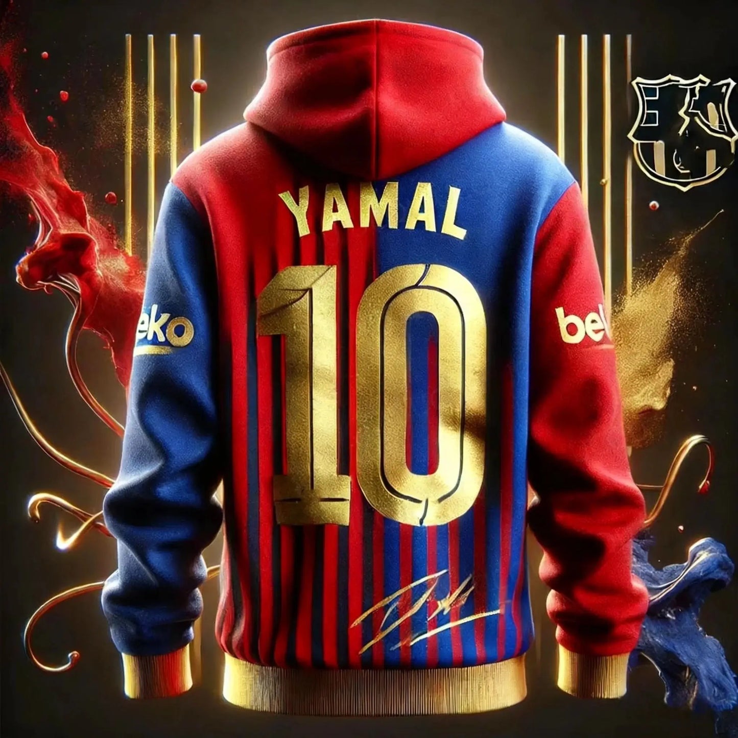 2026 YAMAL Luxury AI-Designed Graffiti Soccer Hoodie Long Sleeve Couple Autumn Winter Training Top Special Edition Sportswear