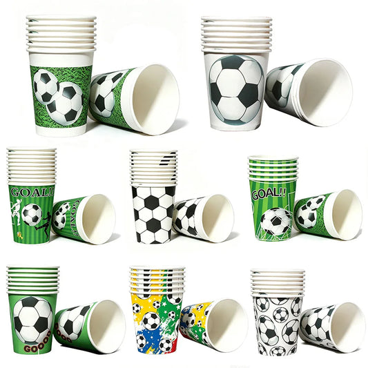 10/20/30/40/50Pcs Paper Cups Soccer Disposable Drinking Cups Football Themed Birthday Party Cups Picnic Soccer Party Supplies