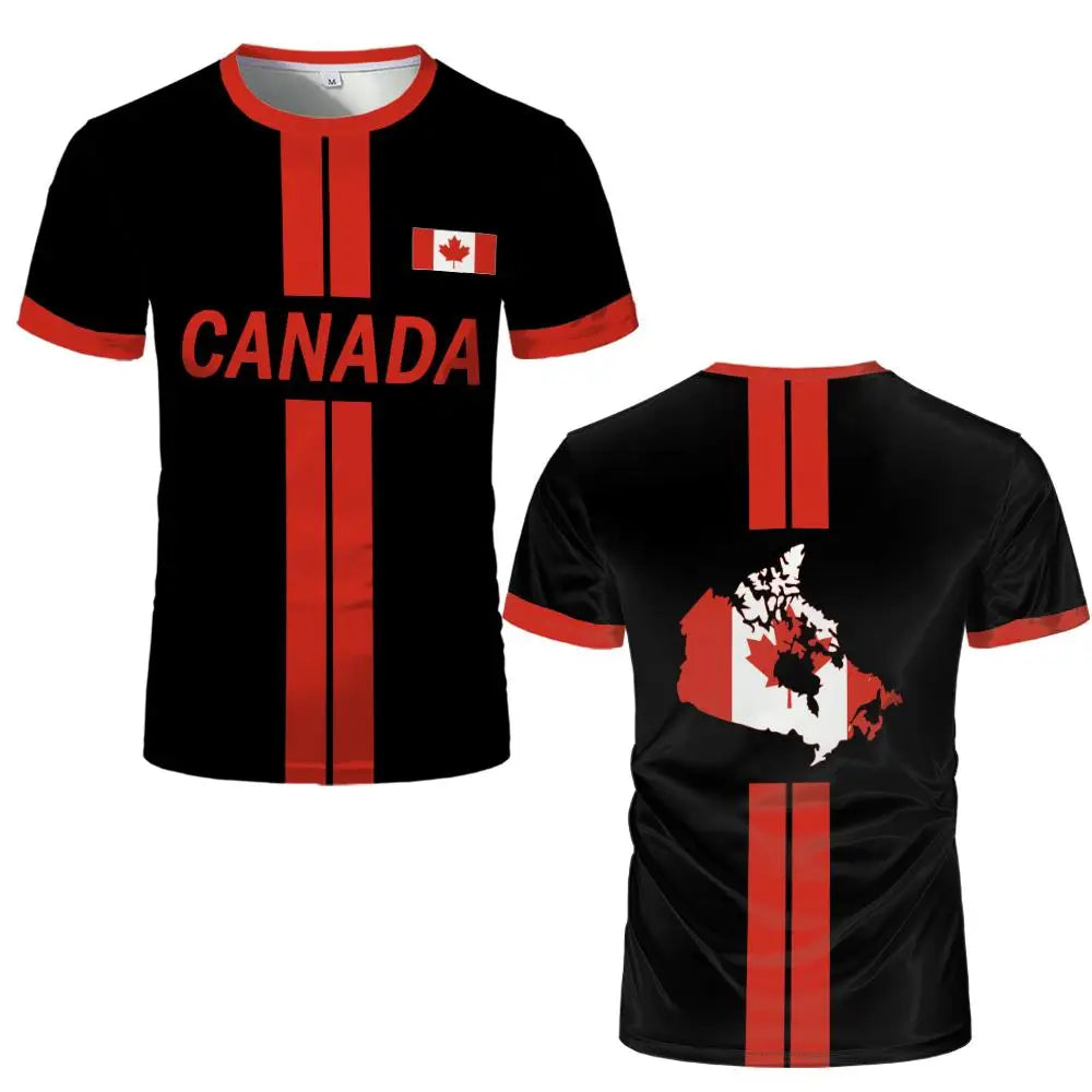 2026 New Canada Flag Printed Men's Football Jersey Breathable Outdoor Sports Training Tee Breathable Men's Women's Casual Top