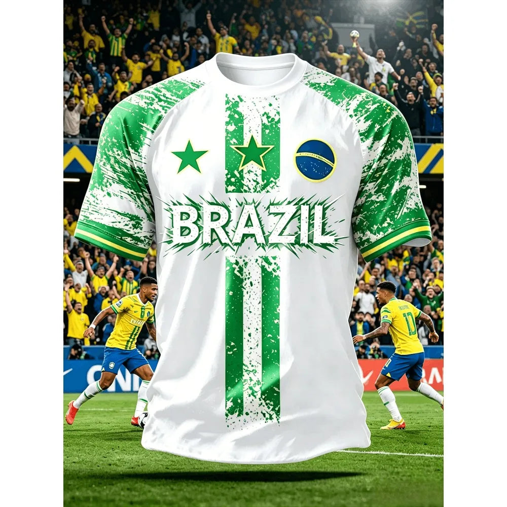 2026 Summer New Brazil Jerseys Men T-shirts Casual O-neck Sports Tshirts Man Clothing  Fashion Print Casual Women Short Sleeve