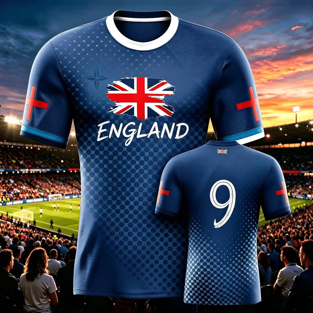 2026 Summer England Men's Soccer Jersey Breathable Team Training Fashion Print Casual Women Short Sleeve Men's Sports Tee Shirt