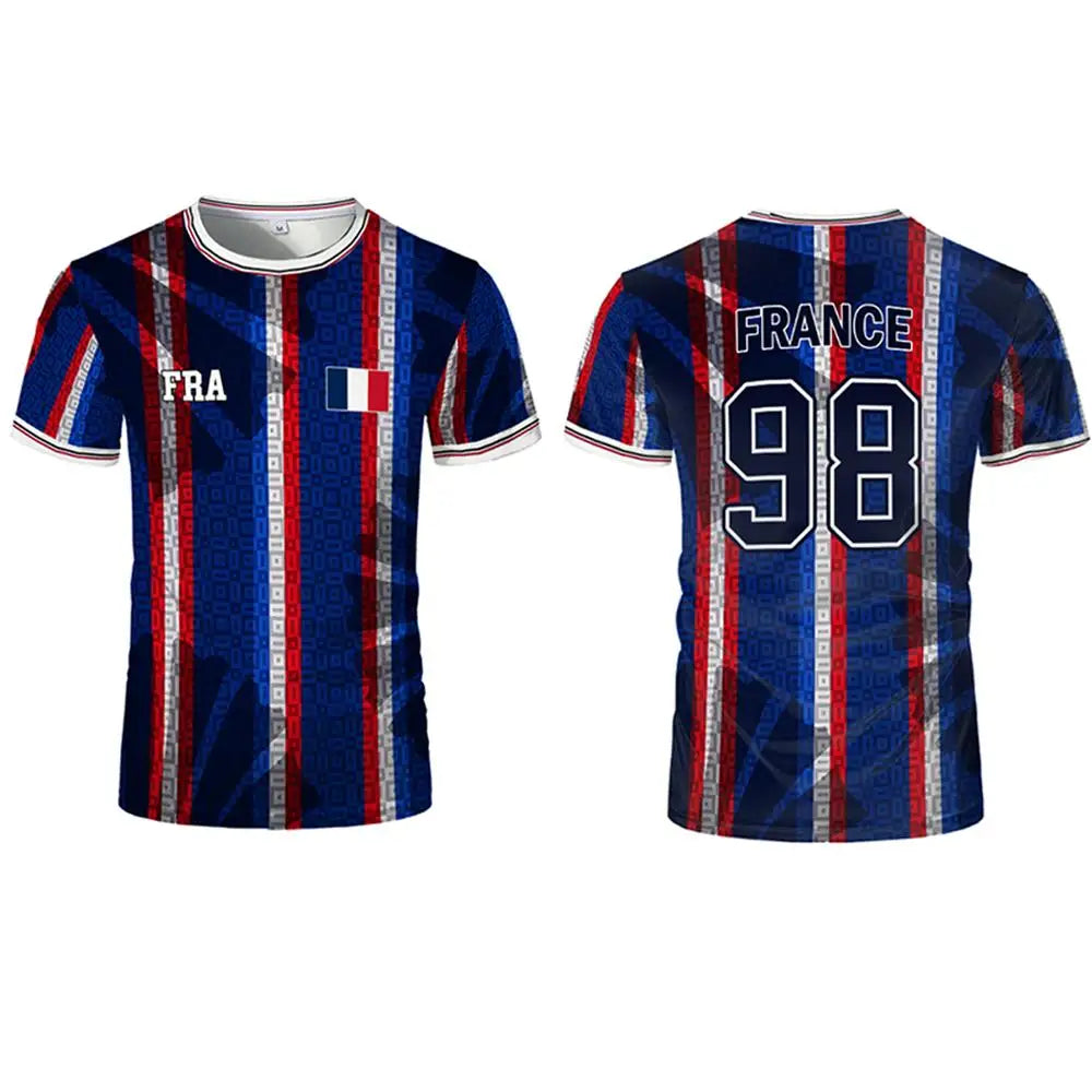 Camiseta de fútbol de manga corta con estampado 3D de la bandera de Nueva Francia 2026, ropa deportiva de verano transpirable de secado rápido para hombre y mujer, uniforme de entrenamiento de fútbol