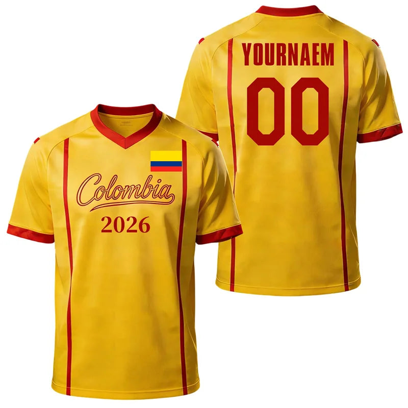 2026 New Korea Canada China Qatar Flag Football T Shirt Custom Name Number Printed Short Sleeve Casual Oversized Tops
