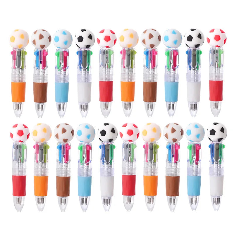 10Pcs Soccer Party Favors Pens Mini 4 Color Ballpoint Pen for Kids Sports Football Birthday Party  Pinata Filler Christmas Gifts