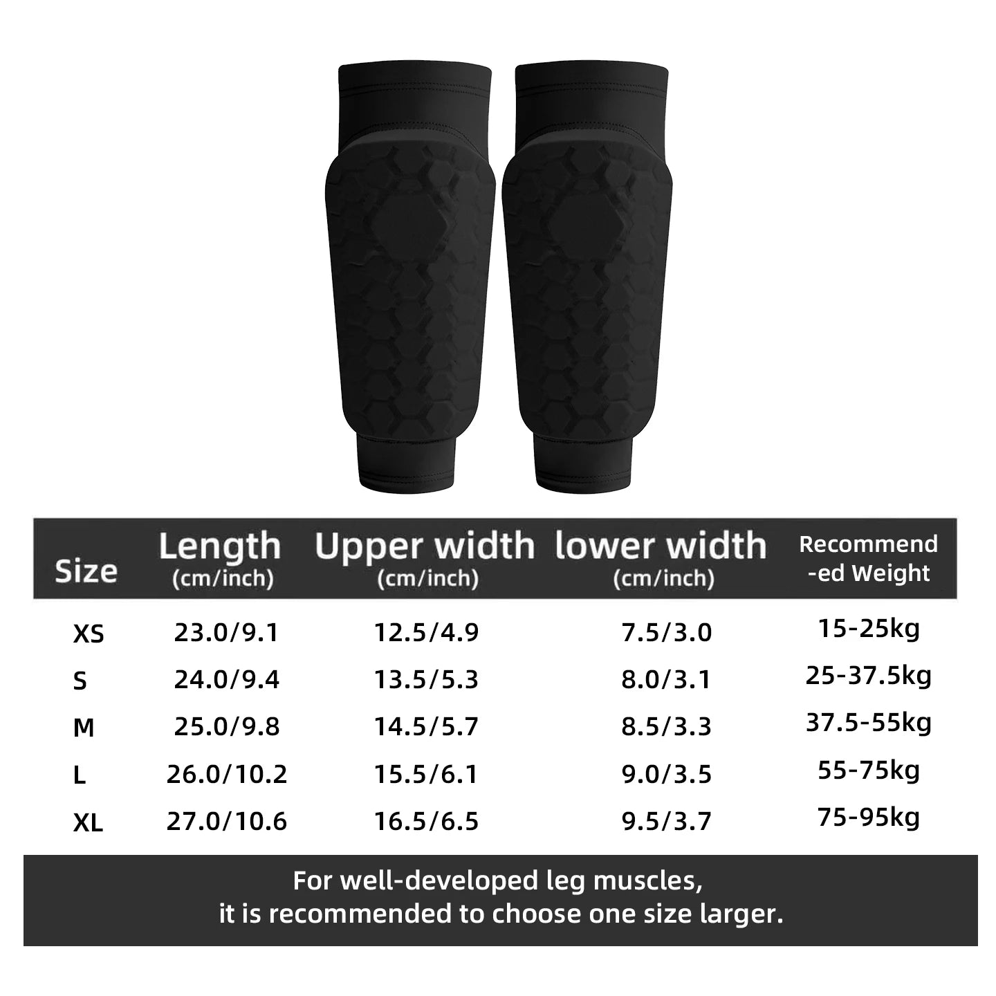 Kids Soccer Shin Guard Sleeves, Lightweight EVA Honeycomb Anti-collision Calf Protectors with Non-slip Silicone, for Football