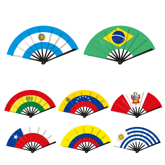 22cm Folding Hand Fan South America 8 Country Flags Cheering Fan For Sports Events Parties And Festival Celebrations