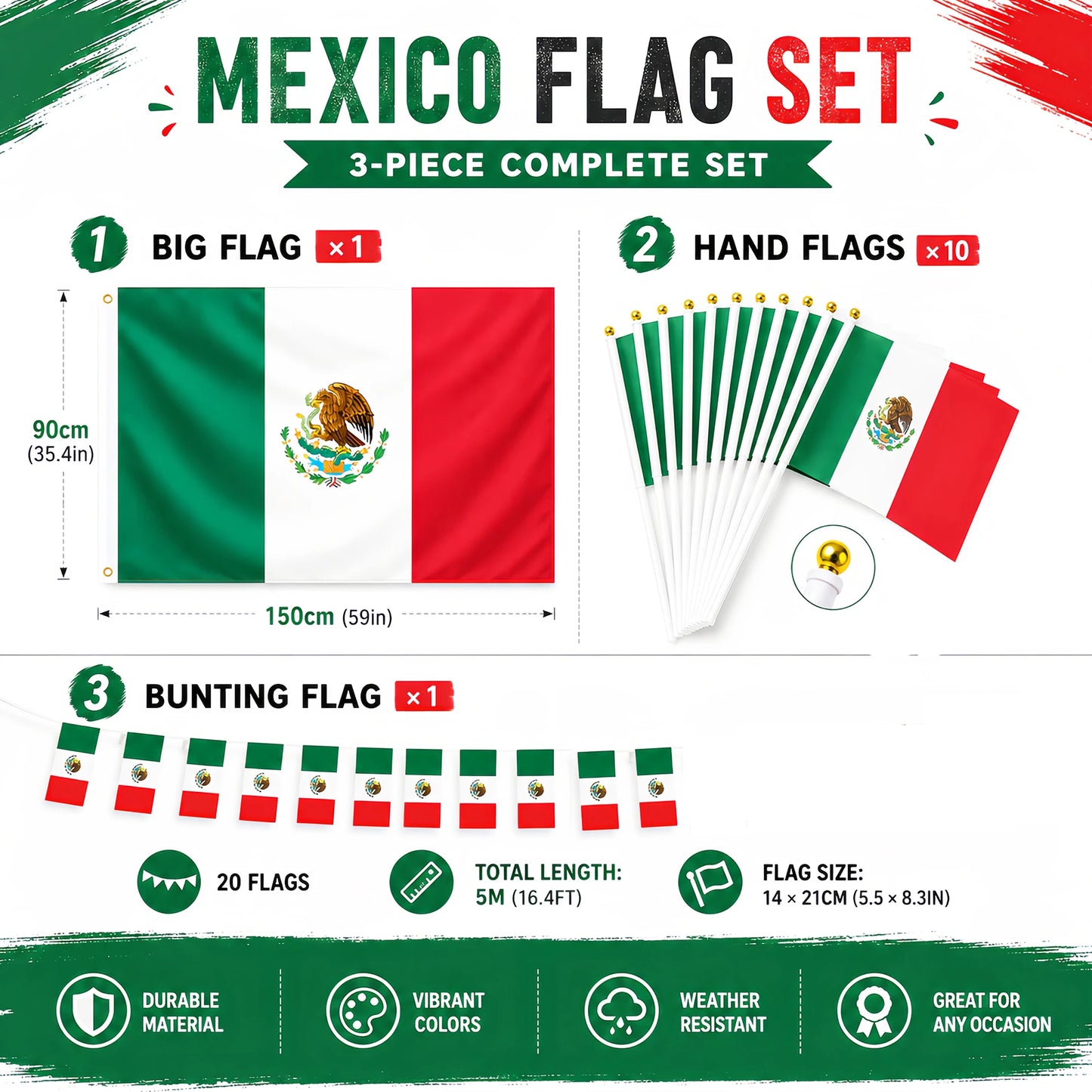 World Football 2026 Decorations Mexico Brazil Spain England Canada Franch Flag Bunting Balloons Handheld Flags Football Decor