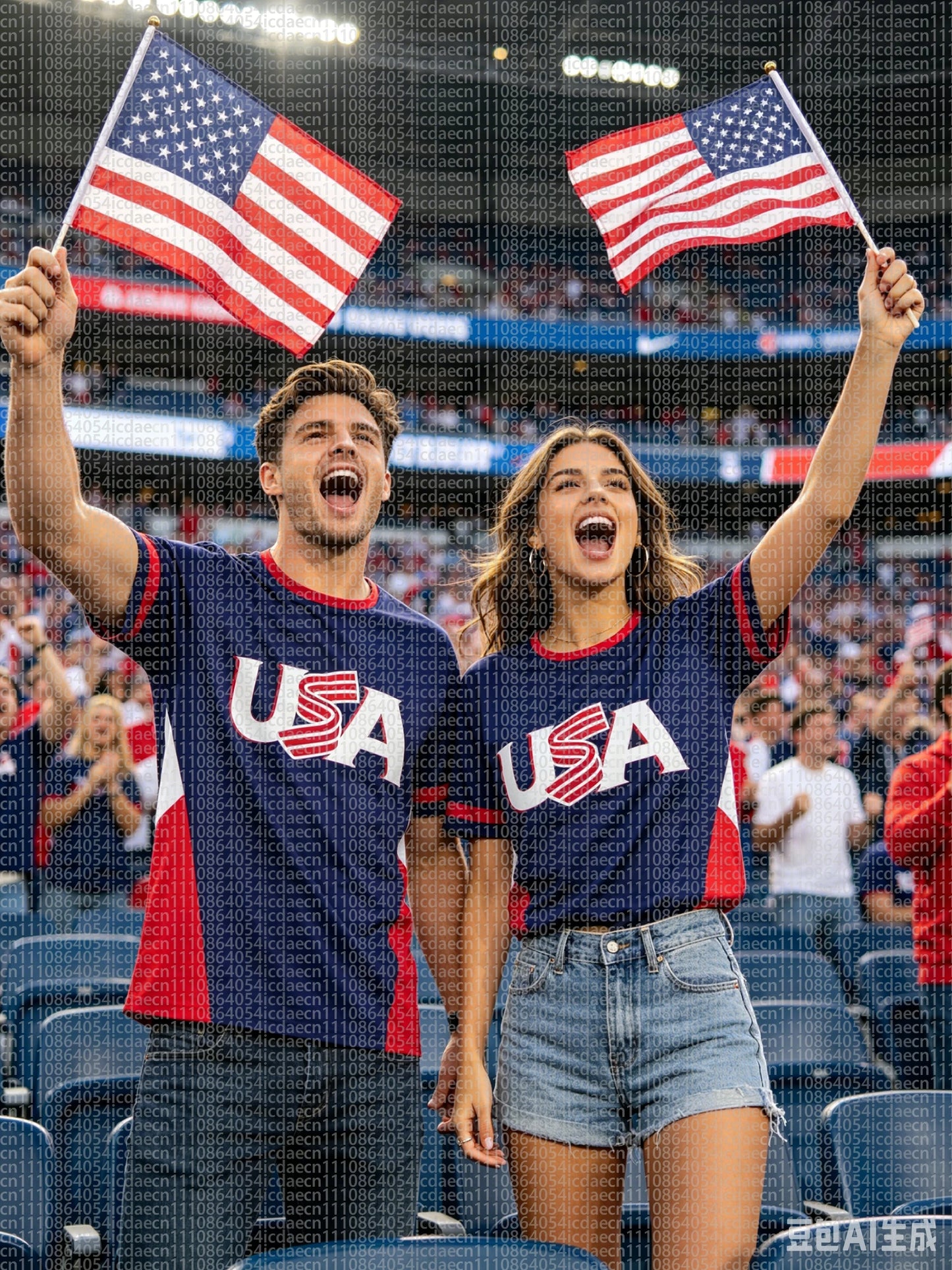2026 USA Soccer Fan Cheer Jersey, With Champion Logo & Number On Back, Unisex Adult & Kids Casual Sports Top For Match Outfit