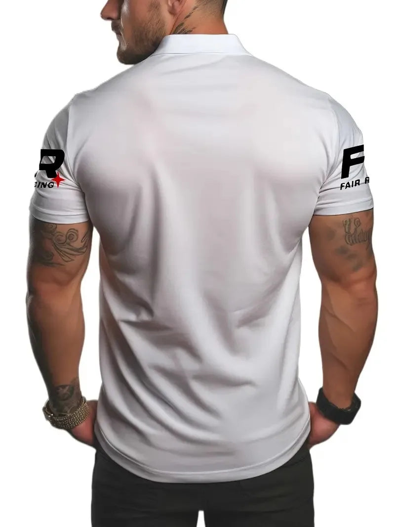 The 2025 summer new men's short-sleeved POLO shirt is casual fashionable and comfortable with 3D digital pattern printing