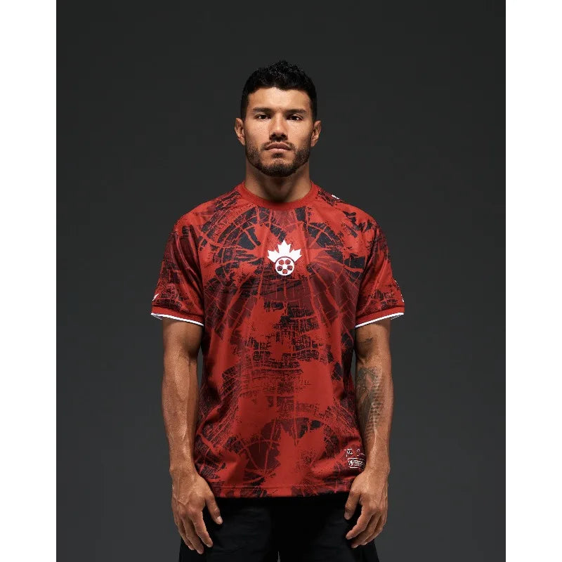 2026 Family Matching Canada Maple Leaf Football Themed Retro Sports Jersey Breathable Quick-Dry Soccer Fans Tee