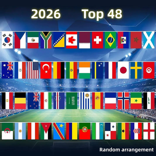 FlagGo 48 Countries 2026 Soccer National Flag String 14x21cm Hanging Flags Set for Football Fans Home Bar Party Garden Decoratio