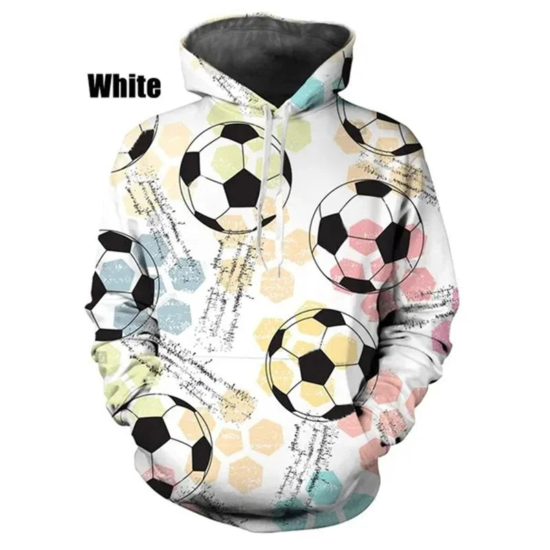 3D Print Soccer Graphic Hoodies For Men Football Sport Pullovers Sweatshirt Streetwear Casual Loose Oversized Gym Men Hoodie
