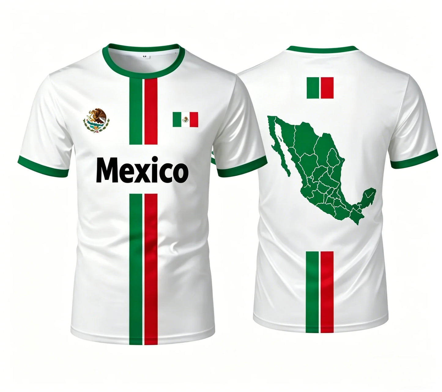 2026 Mexico Football T Shirts Summer Fashion Short Sleeve Mexico Flag 3D Printed T-shirts Casual Loose Men's Tops Kid's Clothes