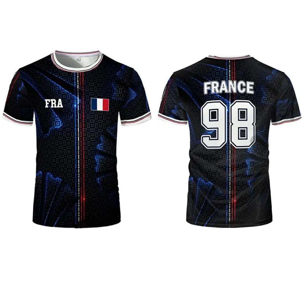 Camiseta de fútbol de manga corta con estampado 3D de la bandera de Nueva Francia 2026, ropa deportiva de verano transpirable de secado rápido para hombre y mujer, uniforme de entrenamiento de fútbol