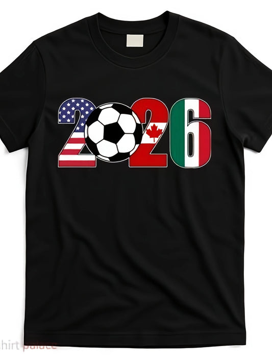 2026 International Football Championship T-shirt - Men's Casual Printed Short-Sleeved  - Soft and Comfortable Summer Streetwear