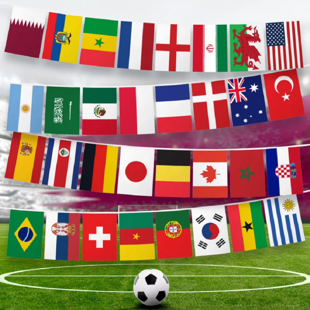 World String Flag 32 pcs Countries Bunting Football Soccer Match Banner For Bar Decoration