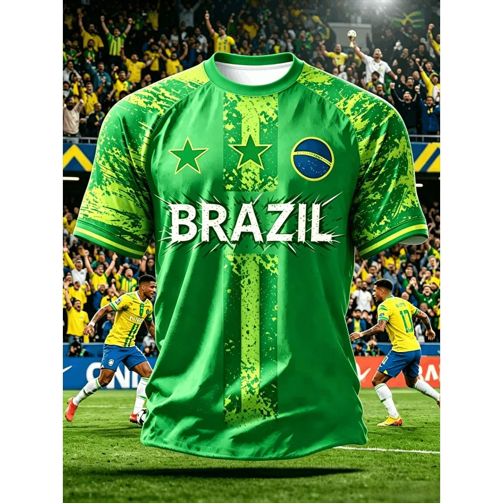 2026 Summer New Brazil Jerseys Men T-shirts Casual O-neck Sports Tshirts Man Clothing  Fashion Print Casual Women Short Sleeve