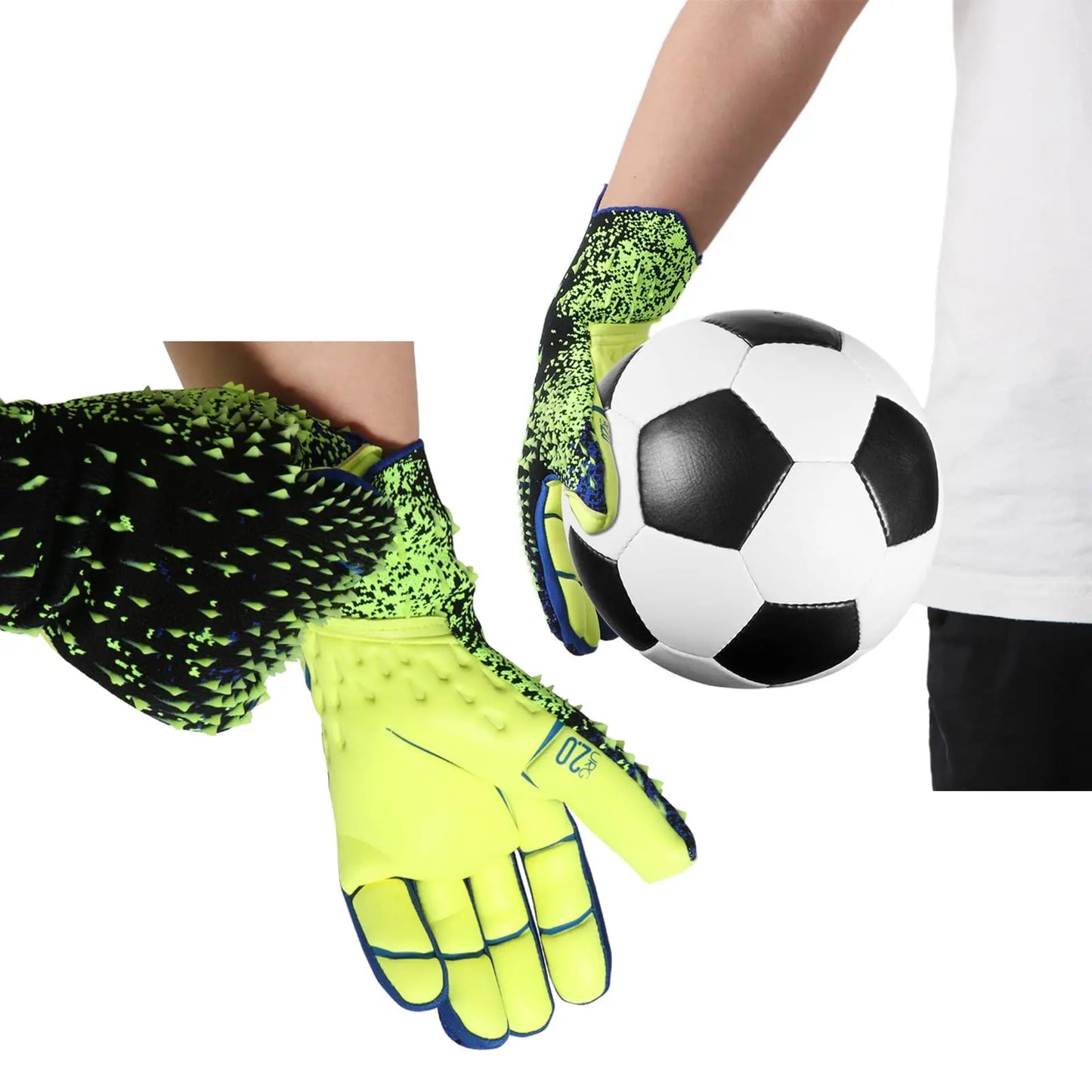 Adults Kids Professional Goalkeeper Gloves, Thickened Latex Anti-slip Soccer Goalie Gloves Sports Protection