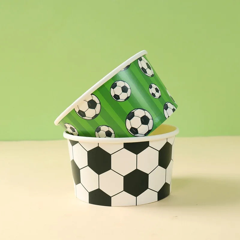 10-50Pcs Soccer Disposable Paper Bowls Football Theme Paper Dessert Ice Cream Bowls Sports Birthday Baby Shower Party Supplies