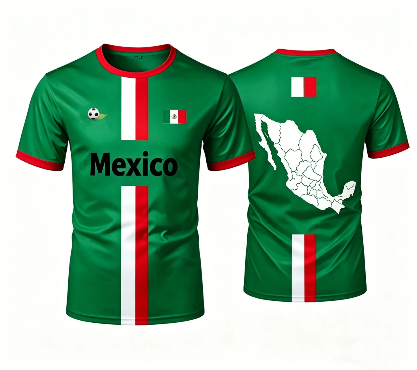 2026 Mexico Football T Shirts Summer Fashion Short Sleeve Mexico Flag 3D Printed T-shirts Casual Loose Men's Tops Kid's Clothes