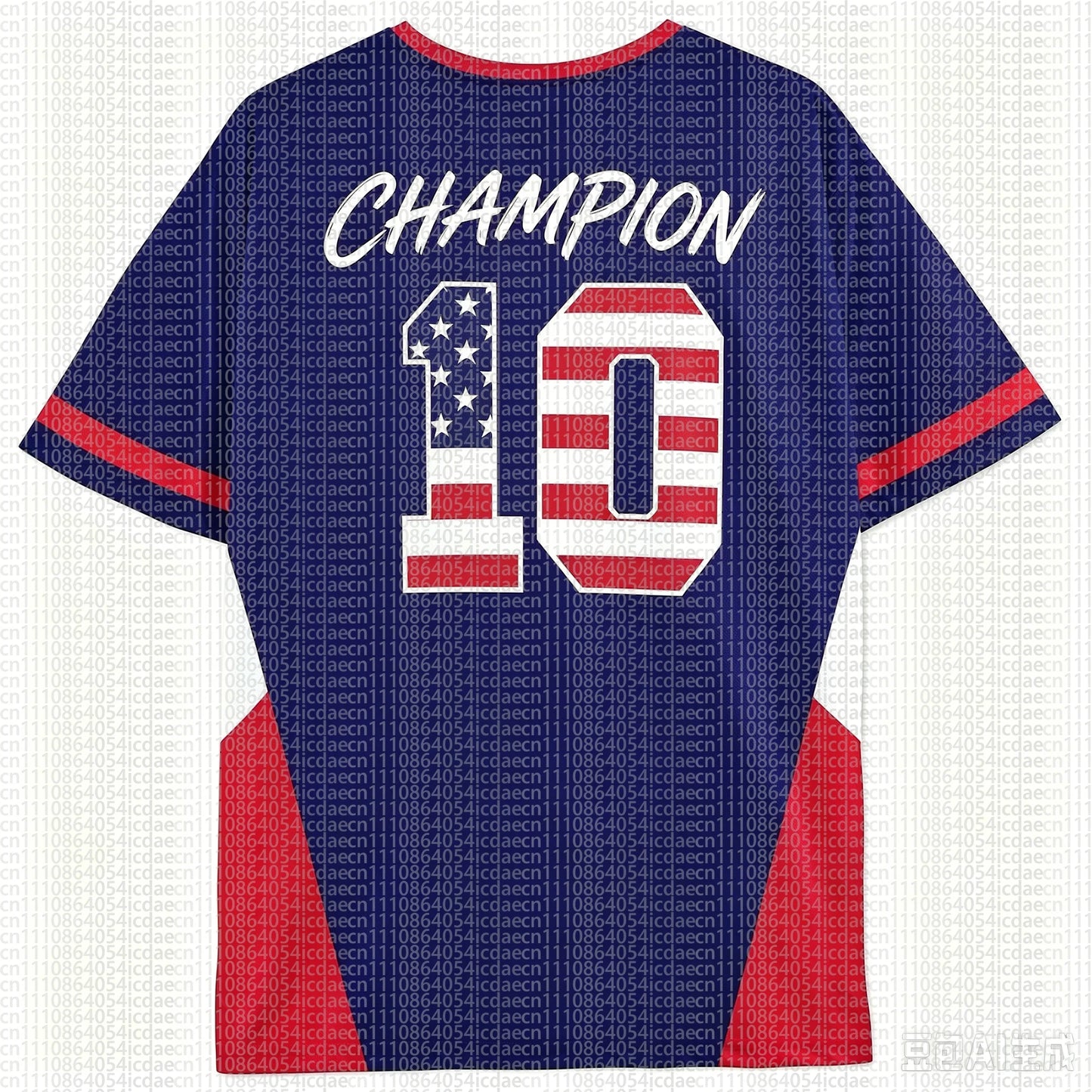 2026 USA Soccer Fan Cheer Jersey, With Champion Logo & Number On Back, Unisex Adult & Kids Casual Sports Top For Match Outfit