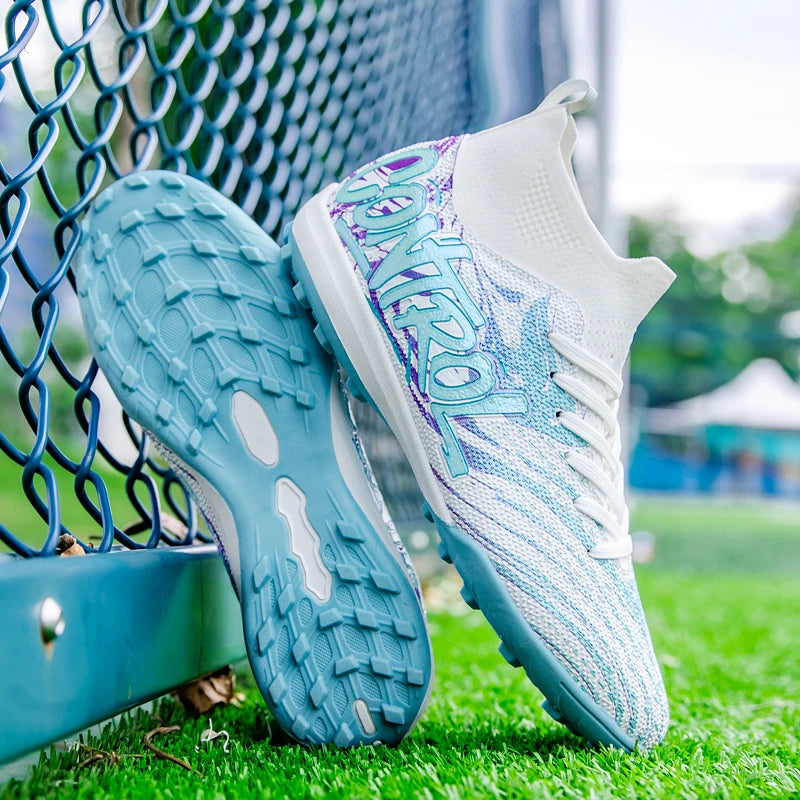 Football Shoes for Men & Women TF Stud Leather Anti-Slip Training Shoes for Students And Adults on Artificial And Natural Gras