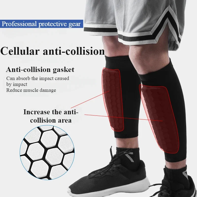Honeycomb Calf Socks Shin Protector Compression Sports Soccer Shin Guard Pad for Adult Teens Kids Calf Guard Socks Leg Support