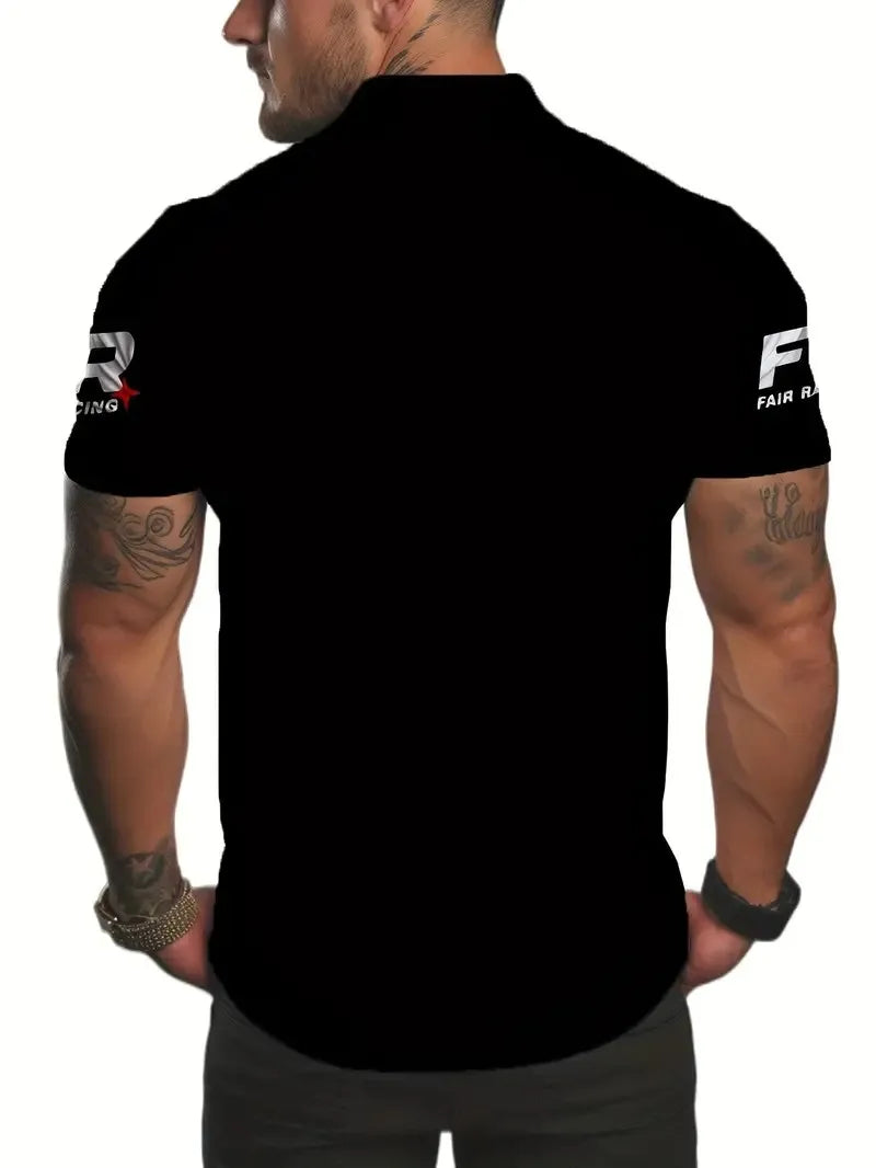 The 2025 summer new men's short-sleeved POLO shirt is casual fashionable and comfortable with 3D digital pattern printing