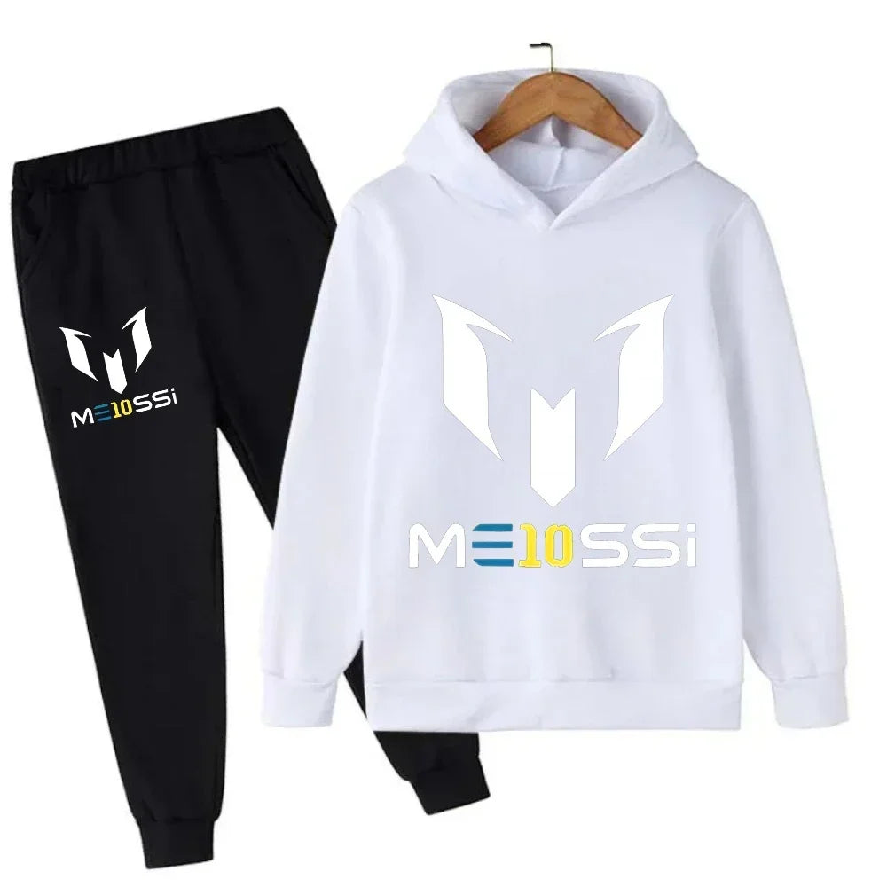 Autumn Winter Football Superstar Messi Print Children Hoodies 2Piece Set+Pants Suit Boys Girls Casual Fashion Kids Sweatshirts