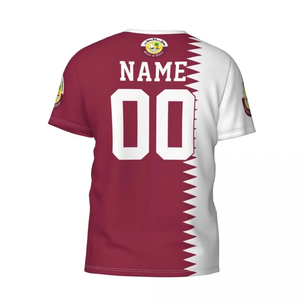 Qatar Flag Emblem Graphic T Shirt for Men Clothing Katar Football Team Jersey Tee Shirts Wholesale Soccer Club Fans Gift T-shirt