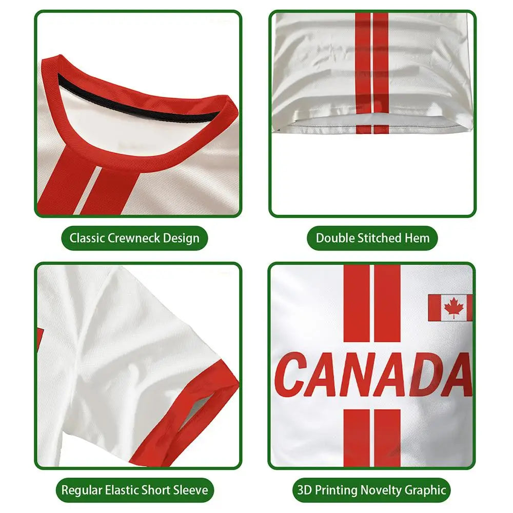 2026 New Canada Flag Printed Men's Football Jersey Breathable Outdoor Sports Training Tee Breathable Men's Women's Casual Top