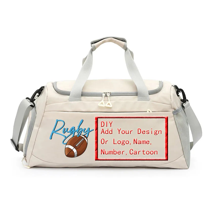 Basketball Football Badminton Rugby Baseball Shoulder Handbags Waterproof Customize Name Number Printed Dry Wet Separation Bags