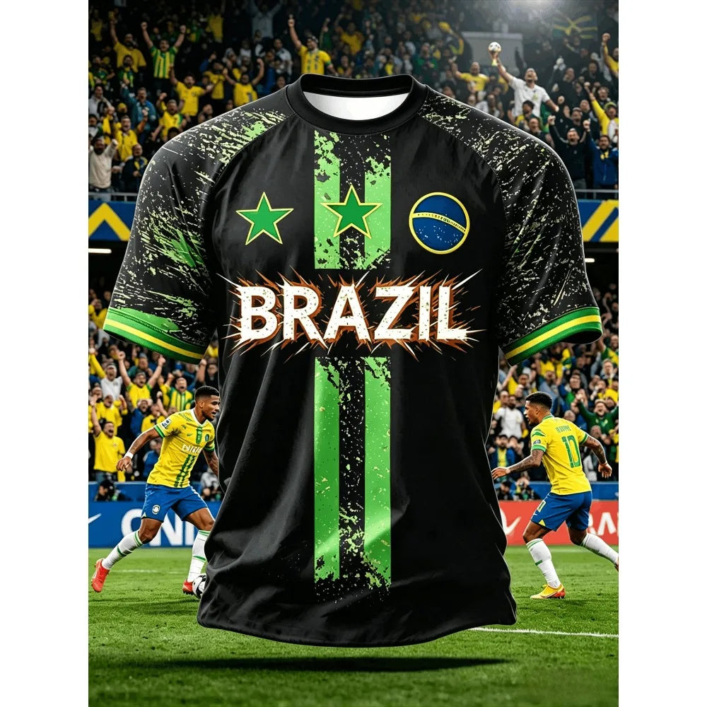 2026 Summer New Brazil Jerseys Men T-shirts Casual O-neck Sports Tshirts Man Clothing  Fashion Print Casual Women Short Sleeve