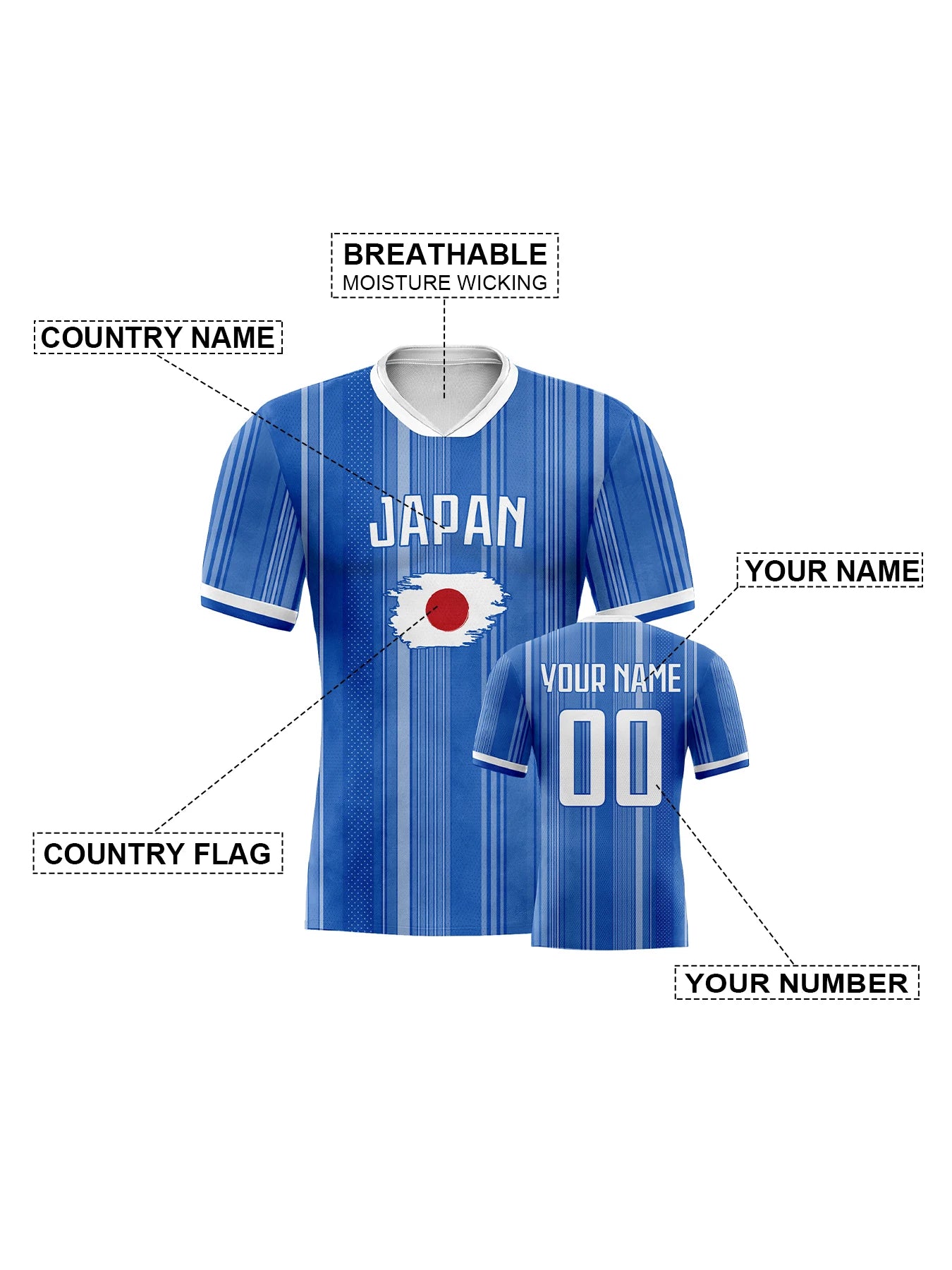 Custom Japan Soccer Jersey for Women Men Personalized Printed Name & Number Football Shirt National Team Football Tops for Fan