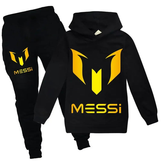 Autumn Winter Football Superstar Messi Print Children Hoodies 2Piece Set+Pants Suit Boys Girls Casual Fashion Kids Sweatshirts