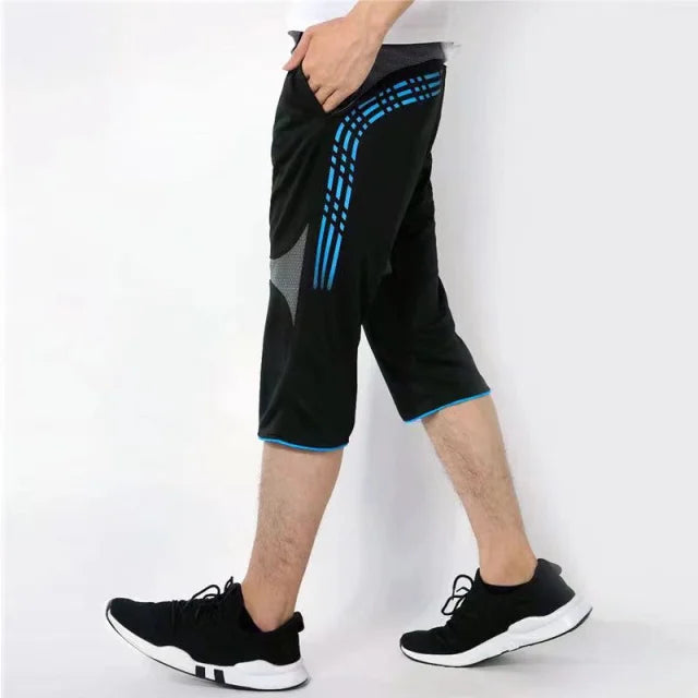 Men Jersey Breathable Football Soccer Training 3/4 Sport Pants Elasticity Legging Running Pants Athletic Jogging Gym Trousers