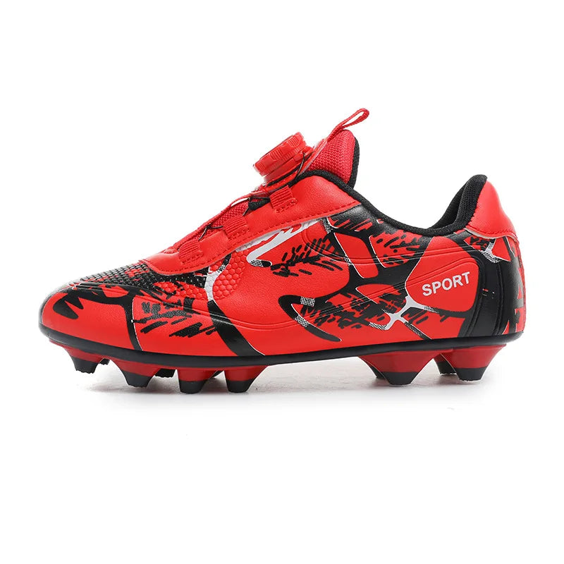 Kid Quick Lace White Blue Soccer Shoes Cleats High-quality Ultralight Outdoor Match Non-Slip Football Sneakers