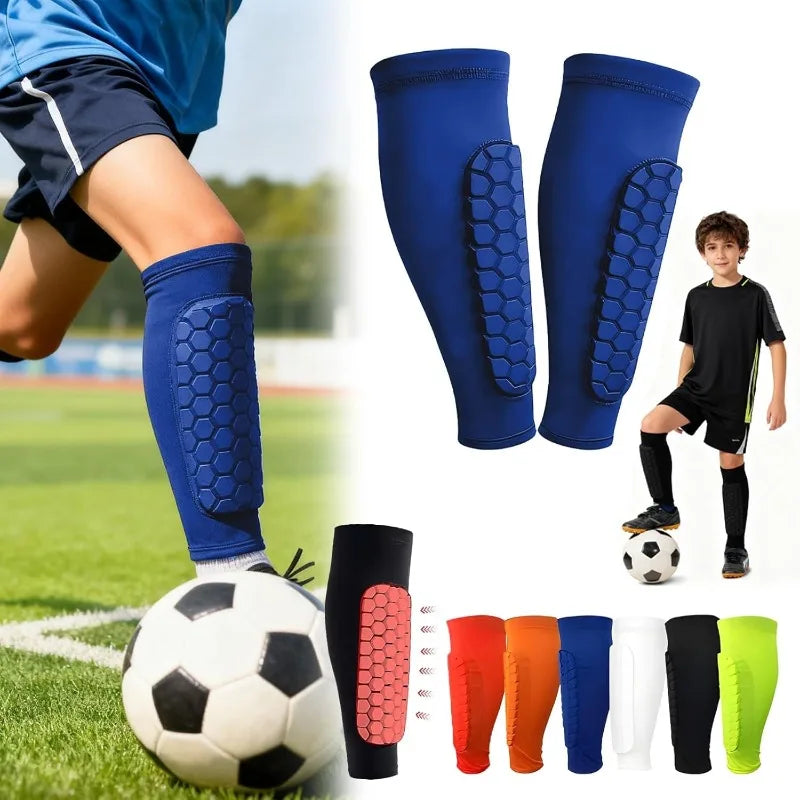 Soccer Honeycomb Pads Shin Pads for Boys Shin Guard Youth Adult Calf Compression Sleeve Support for Shin Splint Baseball S-XL