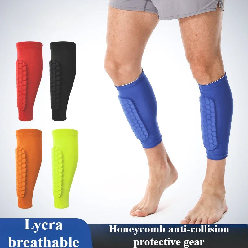 Honeycomb Calf Socks Shin Protector Compression Sports Soccer Shin Guard Pad for Adult Teens Kids Calf Guard Socks Leg Support