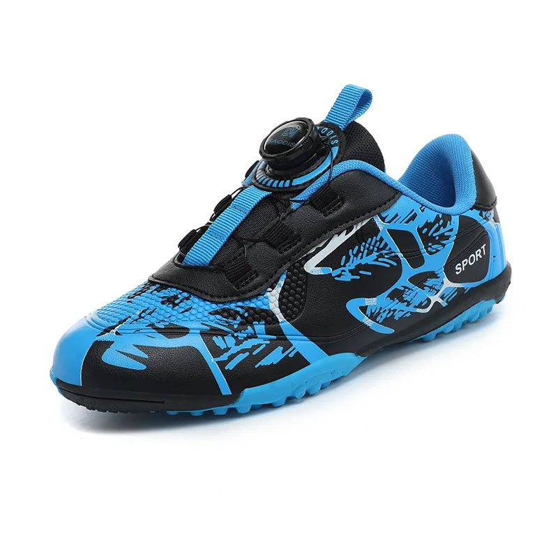 Kid Quick Lace White Blue Soccer Shoes Cleats High-quality Ultralight Outdoor Match Non-Slip Football Sneakers