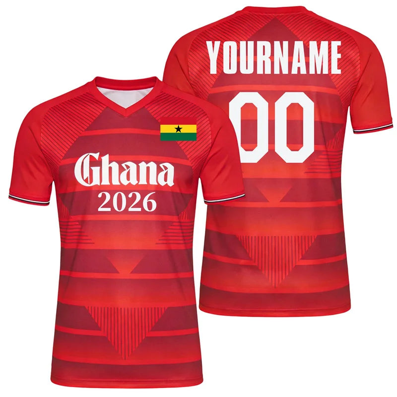 2026 New Korea Canada China Qatar Flag Football T Shirt Custom Name Number Printed Short Sleeve Casual Oversized Tops