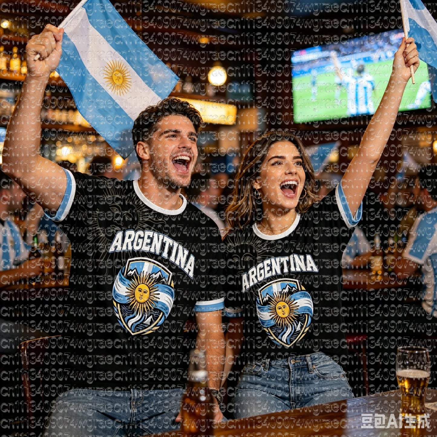 2026 Argentina Fan Cheer Football T-Shirt, Champion & Player Number Print On Back, Unisex Adult Kids Size Casual Sports Tees