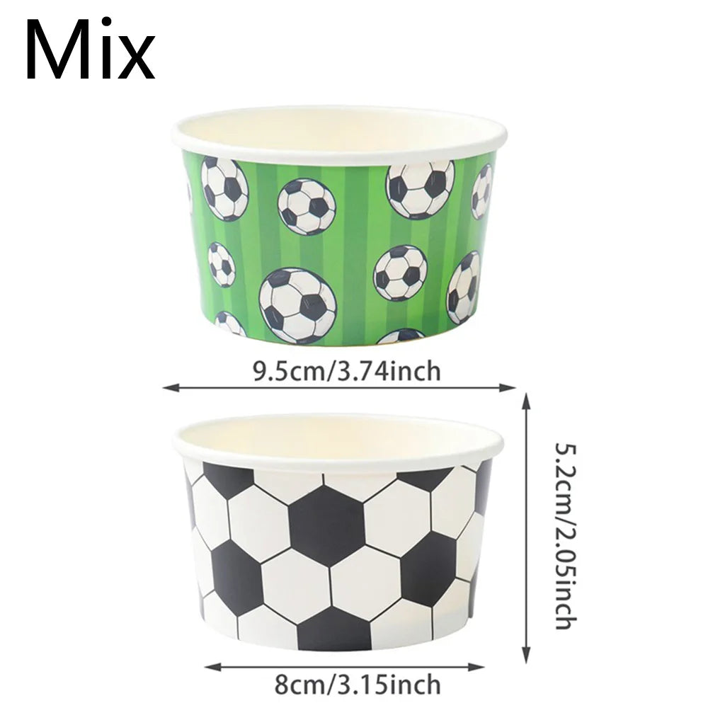 10-50Pcs Soccer Disposable Paper Bowls Football Theme Paper Dessert Ice Cream Bowls Sports Birthday Baby Shower Party Supplies