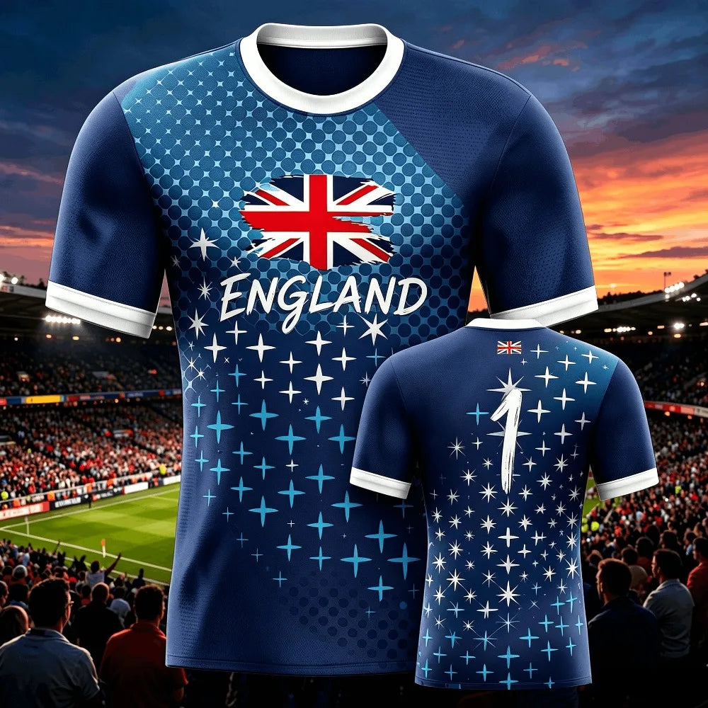 2026 Summer England Men's Soccer Jersey Breathable Team Training Fashion Print Casual Women Short Sleeve Men's Sports Tee Shirt