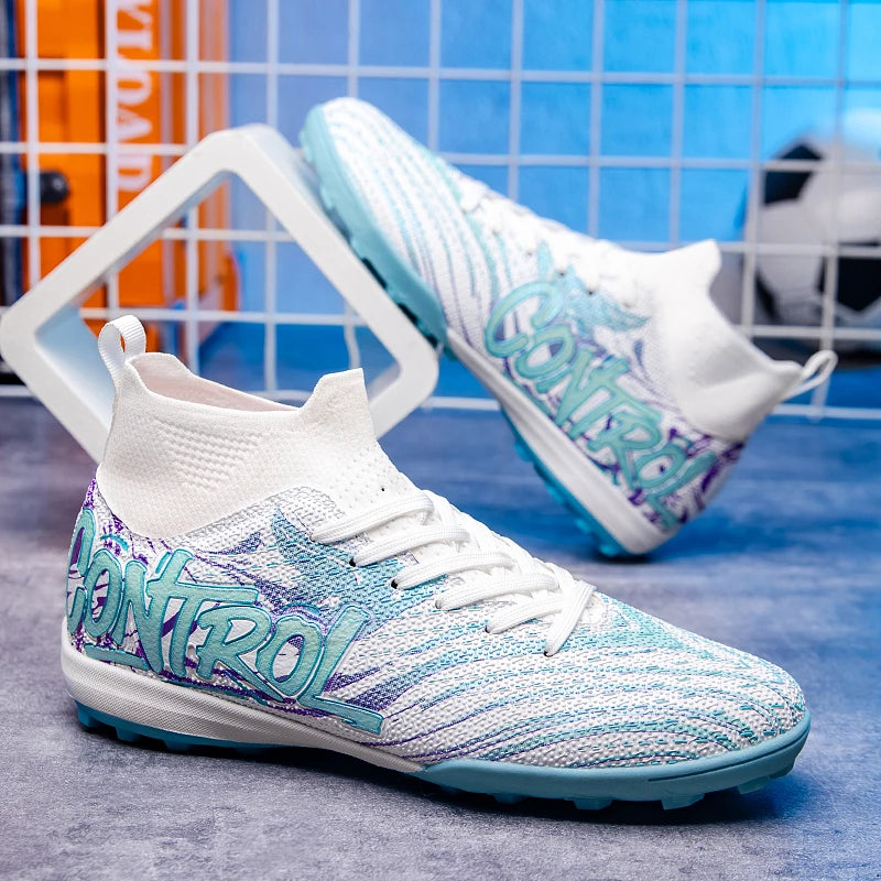 Football Shoes for Men & Women TF Stud Leather Anti-Slip Training Shoes for Students And Adults on Artificial And Natural Gras