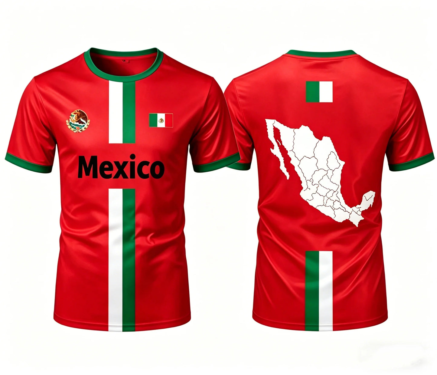 2026 Mexico Football T Shirts Summer Fashion Short Sleeve Mexico Flag 3D Printed T-shirts Casual Loose Men's Tops Kid's Clothes