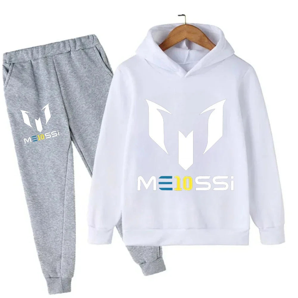 Autumn Winter Football Superstar Messi Print Children Hoodies 2Piece Set+Pants Suit Boys Girls Casual Fashion Kids Sweatshirts