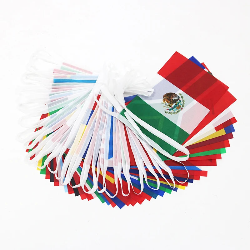 2026 Football Game International Bunting Of 48 Flag (48 Countries)，20x30cm with 48pcs/14x21cm with 48pcs