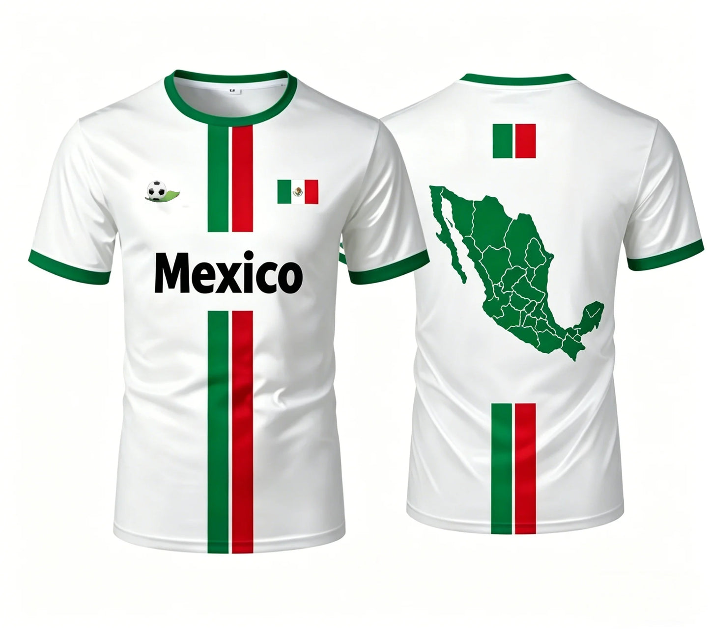 2026 Mexico Football T Shirts Summer Fashion Short Sleeve Mexico Flag 3D Printed T-shirts Casual Loose Men's Tops Kid's Clothes